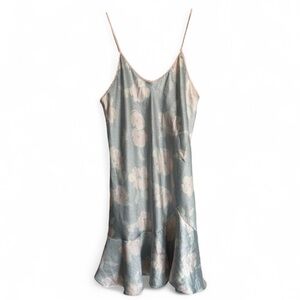 VINTAGE SAMYE 90S Floral Polka Dot Satin Pastel Slip Dress Chemise Coquette | M